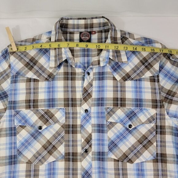 Sportier Men’s Western Wear Pearl Snap Button Down Plaid Shirt - Medium - Picture 8 of 14